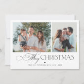 Cartes Pour Fêtes Annuelles 2 photos élégant script de typographie Joyeux Noël (Devant)