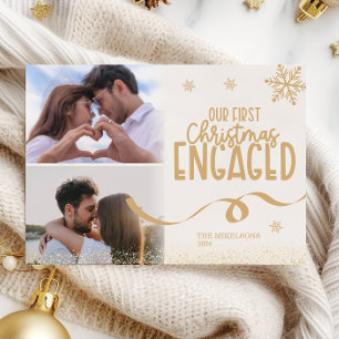 Cartes Pour Fêtes Annuelles 2 photos Gold Parties scintillant First Christmas