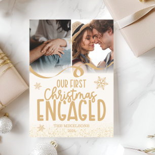Cartes Pour Fêtes Annuelles 2 photos Gold Parties scintillant First Christmas