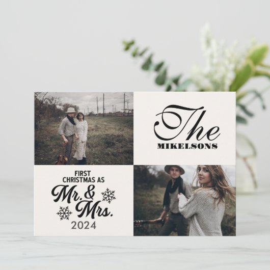 Cartes Pour Fêtes Annuelles 2 Photos Premier Noël comme M. et Mme (Debout devant)