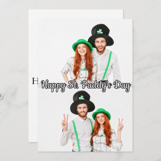 Cartes Pour Fêtes Annuelles 2 photos St Patrick's Day Shamrock Irish Celtic (Devant / Derrière)