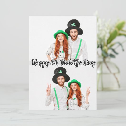 Cartes Pour Fêtes Annuelles 2 photos St Patrick's Day Shamrock Irish Celtic (Debout devant)