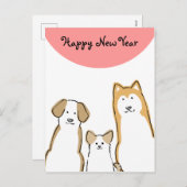 CARTES POUR FÊTES ANNUELLES 3匹 の 犬 年 賀 状(縦) (Devant / Derrière)