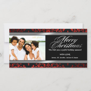Cartes Pour Fêtes Annuelles 311-Luxurieusement Rouge Licorice Argent Damask