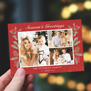 Cartes Pour Fêtes Annuelles 3 Bonnes Fêtes photo Holly Berries Noël