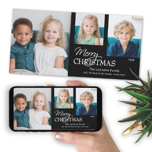 Cartes Pour Fêtes Annuelles 3 Collage de photos - Joyeux Noël noir & blanc