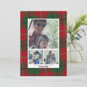 Cartes Pour Fêtes Annuelles 3 Collage de photos Vœux de saison plaid rouge et  (Debout devant)