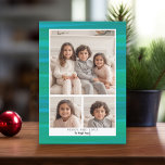 Cartes Pour Fêtes Annuelles 3 Collage photo - Aquarelle bleu vert Noël<br><div class="desc">Utilisez 3 photos et faites un accueil de vacances unique et tendance avec un motif bleu vert sur le dos. Si vous avez besoin de déplacer quelque chose,  cliquez sur le bouton personnaliser pour apporter des modifications.</div>