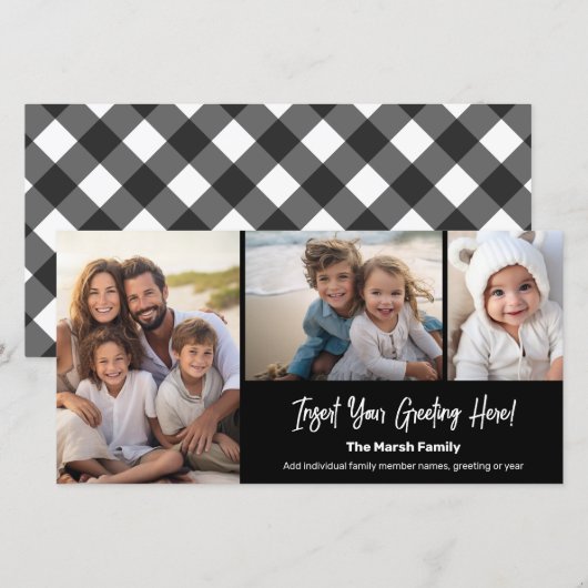 Cartes Pour Fêtes Annuelles 3 Collage photo - Buffle noir blanc plaqué (Devant / Derrière)