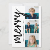 Cartes Pour Fêtes Annuelles 3 Collage photo minimum être joyeux noir blanc (Devant)