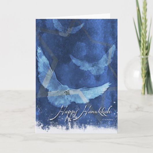 Cartes Pour Fêtes Annuelles 3 colombes-Hanoukka (Devant)