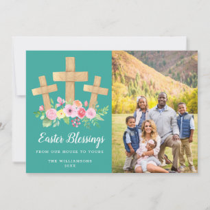 Cartes Pour Fêtes Annuelles 3 Croix Floral Bénédiction de Pâques Photo