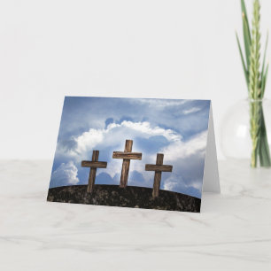 Cartes Pour Fêtes Annuelles 3 croix rudes avec ciel