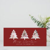 Cartes Pour Fêtes Annuelles 3 Forme d'arbre Photos Bourgogne Joyeux Noël (Debout devant)