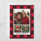 Cartes Pour Fêtes Annuelles 3 Photo Buffalo plaid Rustic Red Black Instant (Devant)
