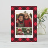 Cartes Pour Fêtes Annuelles 3 Photo Buffalo plaid Rustic Red Black Instant (Debout devant)