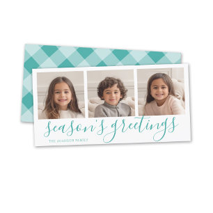 Cartes Pour Fêtes Annuelles 3 Photo - Calligraphie Turquoise Plaid Seasons Sal