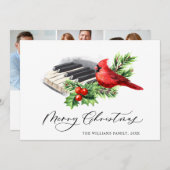 Cartes Pour Fêtes Annuelles 3 PHOTO Cardinal Rouge Baies de Houx Noël (Devant / Derrière)