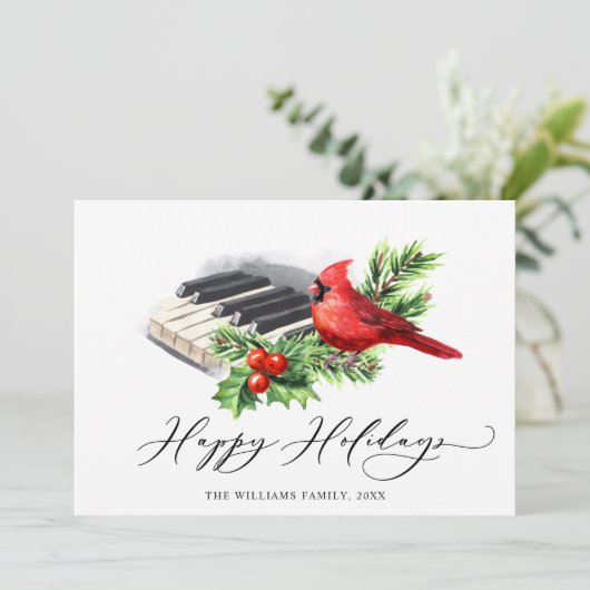 Cartes Pour Fêtes Annuelles 3 PHOTO Cardinal rouge Baies de houx Noël (Debout devant)