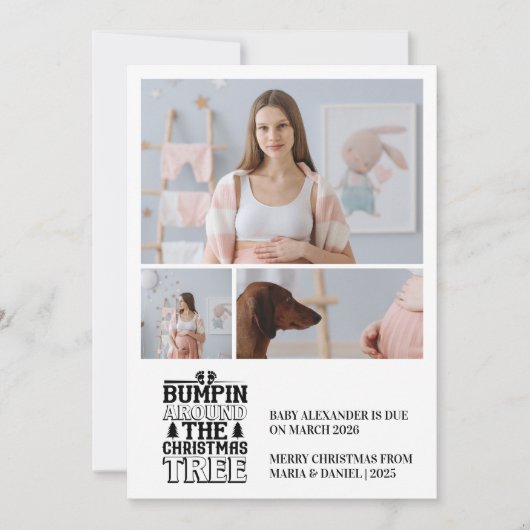 Cartes Pour Fêtes Annuelles 3 Photo Christmas Tree Pregnancy Announcement (Devant)