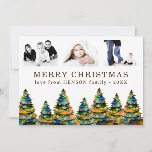 Cartes Pour Fêtes Annuelles 3 Photo Collage Arbre de Noël (Devant)