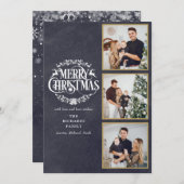 Cartes Pour Fêtes Annuelles 3 Photo Collage Joyeux Noël Tableau Noir (Devant / Derrière)