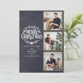 Cartes Pour Fêtes Annuelles 3 Photo Collage Joyeux Noël Tableau Noir (Debout devant)