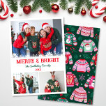 Cartes Pour Fêtes Annuelles 3 Photo Collage laide Sweater Noël<br><div class="desc">Ce design comporte un Collage de 3 photos pour vous d'ajouter vos propres photos, le texte dit "Joyeux et lumineux" vous pouvez ajouter votre nom de famille et l'année. Sur le dos se trouve un laide-pull motif avec houx, baies, verdure et flocons de neige. Voir l'ensemble de la collection correspondante....</div>