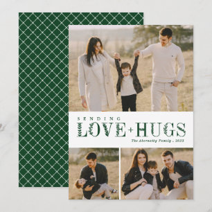 Cartes Pour Fêtes Annuelles 3 Photo Collage Lettres de verdure Love Hugs Green
