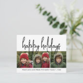 Cartes Pour Fêtes Annuelles 3 Photo Collage Mod Script noir blanc - Happy (Debout devant)