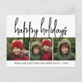 Cartes Pour Fêtes Annuelles 3 Photo Collage Mod Script noir blanc - Happy (Devant)