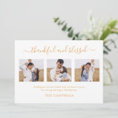 Cartes Pour Fêtes Annuelles 3 Photo Collage Script Moderne Jour de Thanksgivin (Debout devant)