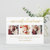 Cartes Pour Fêtes Annuelles 3 Photo Collage Script moderne "Joyeux Noël" (Debout devant)