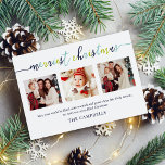 Cartes Pour Fêtes Annuelles 3 Photo Collage Script moderne "Joyeux Noël"<br><div class="desc">3 Photo Collage Script moderne "Merriest Christmas" Carte de vacances</div>