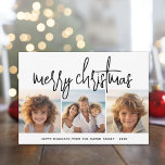 Cartes Pour Fêtes Annuelles 3 Photo Collage Script noir blanc Joyeux Noël<br><div class="desc">Un accueil joyeux et lumineux de vacances avec une police de calligraphie de script rustique. Une atmosphère moderne du milieu du siècle avec un motif géométrique à l'arrière. Ce design non traditionnel est une nouvelle approche qui fera ressortir vos photos de famille.</div>