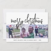 Cartes Pour Fêtes Annuelles 3 Photo Collage Script noir blanc Joyeux Noël (Devant)