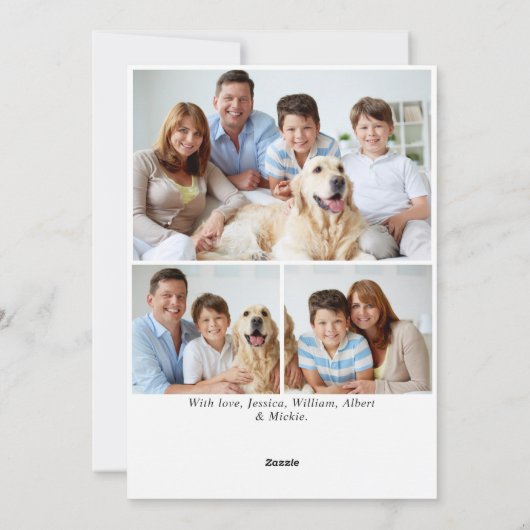 Cartes Pour Fêtes Annuelles 3 PHOTO Elégant Pine Tree Noël Salutation (Dos)