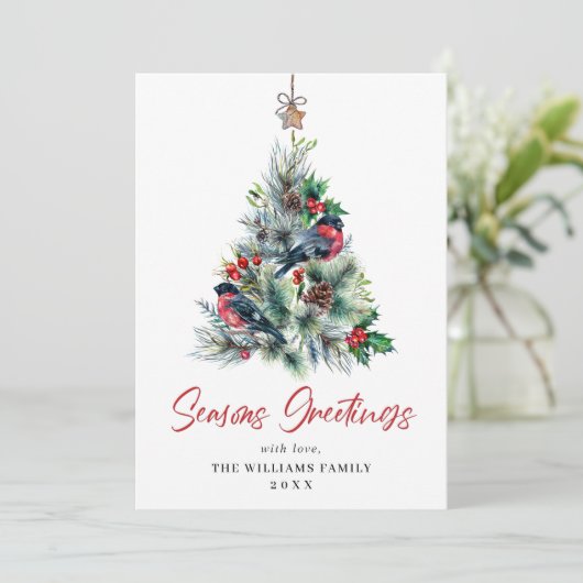 Cartes Pour Fêtes Annuelles 3 PHOTO Elégant Pine Tree Noël Salutation (Debout devant)