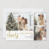Cartes Pour Fêtes Annuelles 3 Photo Élégant Script Moderne Bonne année (Devant)