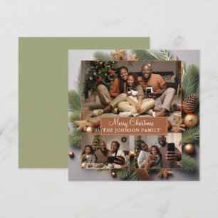 Cartes Pour Fêtes Annuelles 3 Photo Famille Noël Evergreen Fêtes