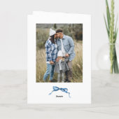 Cartes Pour Fêtes Annuelles 3 Photo Festif Dusty Blue Christmas Bow Ribbon (Dos)