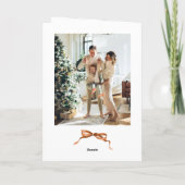 Cartes Pour Fêtes Annuelles 3 Photo Festif Noël Boho Beige Bow Ribbon (Dos)