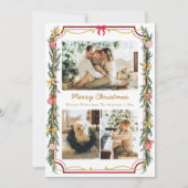 Cartes Pour Fêtes Annuelles 3 Photo Festif Noël Botanique Foliage & Bows (Devant)