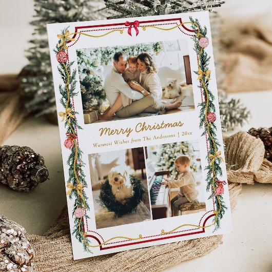 Cartes Pour Fêtes Annuelles 3 Photo Festif Noël Botanique Foliage & Bows