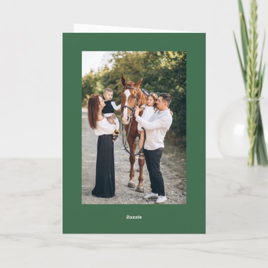 Cartes Pour Fêtes Annuelles 3 Photo Festif Sage Vert Noël Bow Ribbon (Dos)