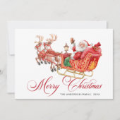 Cartes Pour Fêtes Annuelles 3 PHOTO Festive Père Noël Sleigh Noël Salutation (Devant)
