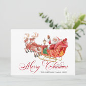 Cartes Pour Fêtes Annuelles 3 PHOTO Festive Père Noël Sleigh Noël Salutation (Debout devant)