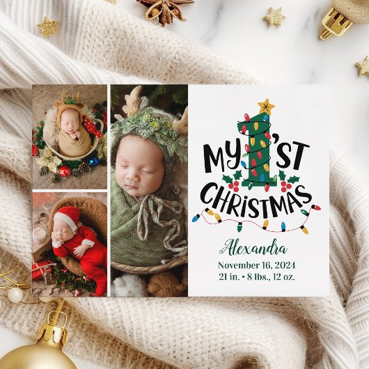 Cartes Pour Fêtes Annuelles 3 Photo Feux d'arbre de Noël Premier Noël