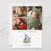 Cartes Pour Fêtes Annuelles 3 Photo First Christmas Birth Announcement (Devant)
