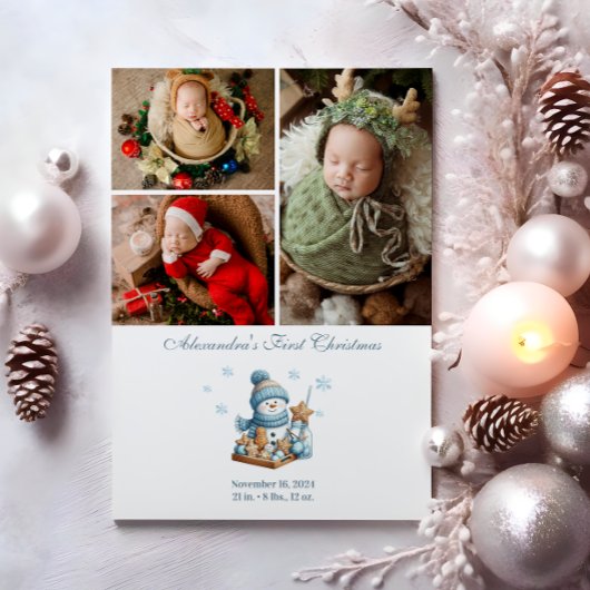 Cartes Pour Fêtes Annuelles 3 Photo First Christmas Birth Announcement